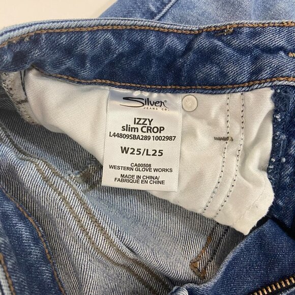 Silver Jeans Izzy Slim Crop Women's Size 25 (26 x 25) Mid Rise Light Wash - Picture 12 of 13